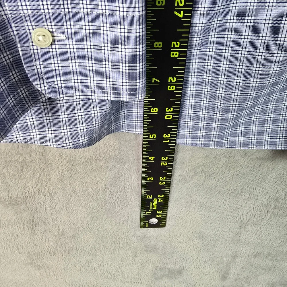 Brooks Brothers Mens Slim Fit Non-Iron Stretch Plaid Dress Shirt Blue‎ 17-34